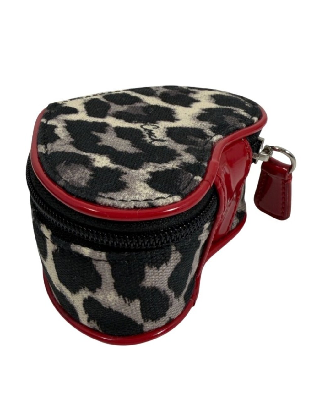 Coach Ocelot Heart-Shaped Mini Travel Jewelry Zip-Around Case Satin Pouch EUC - Picture 3 of 7